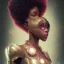 Placeholder: black super hero girl, green eyes, afro | very very anime!!!, fine - face, red afro, realistic shaded perfect face, fine details. anime. realistic shaded lighting poster by ilya kuvshinov katsuhiro otomo ghost - in - the - shell, magali villeneuve, artgerm, jeremy lipkin and michael garmash and rob rey