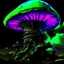 Placeholder: A fantabulous black, lime, and cyan (((mushroom tower house))) erected atop a (geologic pillar), surrounded by the uncanny imaginative ((( swirling skies))), offset by the stark hues of a (neon-tinged nebulous space scape), within. captured by the hand a skilled master painter with a focus on (softly blurred compositions and voluminous lighting).