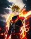 Placeholder: Detailed anime portrait of bakugo from my hero academia, gold hair and golden eyes, black suit, intricate details, full body portrait, keep head in frame, slight smile, black Japanese motif, concept art, highly detailed, digital painting, concept art, sharp focus, illustration, art by Yoji Shinkawa, WLOP and greg rutkowski and alphonse mucha and artgerm and yanjun Chen and Junji ito and Makoto Shinkai, HDR, octane render