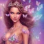 Placeholder:  beautiful face princess fairy smiling with sparkle jewel bikini and butterflies in hair