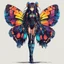 Placeholder: full body portrait illustration , long hair, with detailed blueprints and engineering schematics of a walking hybrid Madagascan sunset moth insect girl, in anime style, with highly detailed facial features, drawings, 8k, vibrant natural colors, tight bodysuit, white skin, wings above sholder