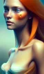 Placeholder: girl, cute, beautiful, head and shoulders portrait by Greg Rutkowski, orange hair, long hair, monarch butterflies in hair, orange dress