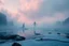 Placeholder: splash screen, alien landscape with some dark humanoid silutte , iced lake, fog, cold colors, metallic tones, scifi style, fade colors, utopistic vibe