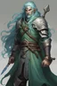 Placeholder: old Water genasi D&D male paladin green long hair