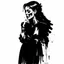 Placeholder: Rainer Fetting Style, ungrateful caustic lady in mourning, Zombie drama, surreal, stylish ink illustration