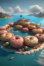 Placeholder: an island full of donuts