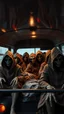 Placeholder: A bus full of scary hooded aliens sitting in the back of truck