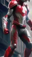 Placeholder: Iconic Cat-Man, red and silver, ultra-detailed armor, cat with eye mask, dynamic shot, richly saturated colors, full height, arms, legs, footwear, cinematic backlighting, hyper-realism, unparalleled detail, 8K, concept art, intricate textures , timeless masterpiece, enhanced AI, GAN, depth of field, neural network,