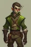 Placeholder: half orc teenage boy wearing rogue clothing, mischevious