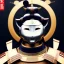 Placeholder: beautiful smooth realistic Japanese samurai robot, run on dark cosmos background, cat еye, extremely sharp detail, finely tuned detail, ultra high definition, 8 k, unreal engine 5, ultra sharp focus, accurate sword wings, positive smile, lot of details, fit within portrait, Ambiance dramatique