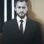 Placeholder: noble president, portrait, confident posture, concerned look, short beard; very short hair, politician suit; somber pencil sketch style, black and white, grayscale, graphite pen;