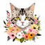 Placeholder: cat with flowers on a transparent background