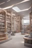 Placeholder: A modern library. Robotic book delivery, everything is automated. Cutting-edge library interior design. Everything is drawn in detail, in high resolution. 8k