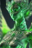 Placeholder: transparent olivine beauty queen Seraph, in green fire chrome casino, high detail, 8k, cinematic, depth of field, art