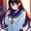 Placeholder: Clear focus,High resolution, Vibrant Red long straight hair, and yellow eyes, wearing a Sailor uniform