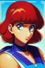 Placeholder: 1girl, retro anime, 80's, redhead,portrait, synth-wave, beach
