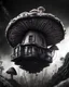 Placeholder: A singular weird floating mushroom house in space. black white and apex color palette, Dark cosmic galactic interstellar. Detailed Matte Painting, deep color, fantastical, intricate detail, splash screen, hyperdetailed, insane depth, concept art, 8k resolution, trending on Artstation, Unreal Engine 5, color depth, backlit, splash art, dramatic, High Quality Whimsical Fun Imaginative unusual, good composition