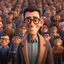 Placeholder: a portrait of smiling mature man. carricature. dark black hair. short hair. light brown skin. dark brown eye pupils. wearing small rectangle, thin frame glasses. long face shape. formal dress. pixar style. 3D. 4k. portrait. highly detailed. sharp focus. high resolution. full color. cinema lighting