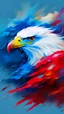 Placeholder: Painterly. Abstract. A violates in blue silk raiments. Anomalous red cloud issuing forth from the heart. Simple yet majestic American Eagle head