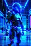 Placeholder: cyberpunk, neon blue, high technology, geometric figures, orbiting figures, cyberpunk suit, black and blue, epic, rain, neon blue suit, geometric figures orbiting around suit, exosuit, male