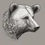 Placeholder: funny bear head from profile, extreme low detail sketch with strong contrast, monochromatic outline stamp