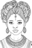 Placeholder: african girl face coloring page with beautiful hairstyle