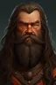 Placeholder: Portrait of a fantasy Warrior, no helmet, middle age, dwarf, long Brown hair