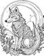 Placeholder: A fox looking up at the moon. coloring page adult