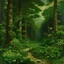 Placeholder: A dark green woods with clovers painted by Henry-Robert Brésil