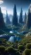 Placeholder: star trek inspired city, 4k photo, glacier, plants, hyperrealistic