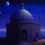 Placeholder: A violet cosmic Arabian palace with an observatory in the starry sky painted by Caspar David Friedrich