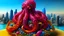 Placeholder: A digital art piece of a giant octopus made of jelly beans, attacking a city skyline