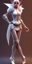 Placeholder: Symmetric cute and adorable female elf style adventurer dressed in a fresh light dress and anatomically correct bare feet into a white room, in style of D&D, microdetails, ultradetailed body, long shot --ar 2:4