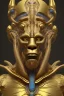 Placeholder: black male African Egyptian alien, cracks in the voodoo head, wicked, eyes, crown, Elephant, 8k, finely detailed, photo realistic, tiger turquoise skull head gold dragon space alien snow skeleton gold gorilla silver crown silver eyes