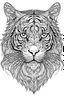Placeholder: outline art for an Adult coloring page, Sketch style, only use outline< Mandala style Tiger, clean line art, white background, no shadows and clear and well