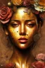 Placeholder: an abstract painting of rusted metal and flowers and beautiful girl portrait, rust, scaffolding, iron cladding, decay, mixed media, textured, anatomically correct, beautiful perfect face, sharp focus, highly detailed