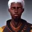 Placeholder: African male swordsman, white hair, dreadlocks, leather armor, fantasy art, portrait