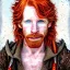 Placeholder: Portrait of young Courtney Gains as a ruggedly handsome, joyful, roguish pirate, charismatic, attractive male, masculine, perfect, precisely detailed clear eyes, unblemished, flawless skin, softly freckled face; meticulously detailed multi-hued ginger carrot-colored cherry fire red hair; fantasy, intricate, elegant, highly detailed, digital painting, concept art, matte, sharp focus, illustration, art by artgerm and greg rutkowski and alphonse mucha