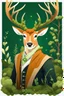 Placeholder: Beautiful Irish Man, ginger hair, freckles, anime style, deer ears, deer antlers, moss and fairy tokens on antlers, deer fur on shoulders and arms, fangs, highly detailed, high details, detailed portrait, zoom out, don't cut off top of image