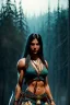 Placeholder: Native American female warrior,athletic build, ominous, dnd character portrait, waist up portrait, intricate, oil on canvas, masterpiece, expert, insanely detailed, 4k resolution, retroanime style, cute big circular reflective eyes, cinematic smooth, intricate detail , soft smooth lighting, vibrant colors, hokusai style arm sleeve tatoo