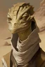 Placeholder: Portrait of a sand lizardfolk earth kineticist in Pathfinder RPG