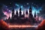 Placeholder: City skyline at night, Gothic architecture, twinkle lights on buildings mimic stars, dark urban canvas, dream-like elements, cosmic vibe, pastel-toned sky, galaxies painted across heavens, autumn leaves color accents, musical notes woven into sky, horror undertones with gothic flourishes, crystal clear structures, crimson hues spotlighting specific landmarks, Celtic patterns integrated into building designs, Rococo flair to or