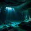 Placeholder: a deep dark icy underwater cave