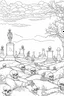 Placeholder: A graveyard with tombstones, skeletons rising from the ground, and eerie mist. Outline, sketch style, only use outline, mandala style, clean line art, white background, no shadows, no clear wall, coloring page.