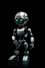 Placeholder: a baby robot with money in the black background