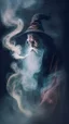 Placeholder: old wizard disappearing into thick smoke