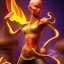 Placeholder: dhalsim with snake hair,flame, smoke, fence, yoga artist on a boat in the air, maze background , levitated lab equipment, 4k, Highly Detailed, Masterpiece, perfect eyes, Digital Illustration, Cinematic Lighting, Realistic, Sharp Focus, Centered, Beautifully Lit, Bioluminescent by Stanley Artgerm Lau