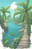 Placeholder: A survivor rudimental fishing rod. Environment is a tropical inhabited island. the survivor is not visible. the fishing rod is made from materials found on the island. fantasy cartoon style. No raft, no boat, no shelter