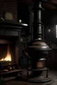Placeholder: fat cooker, old pub, furnace, dark, candlestick