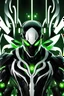 Placeholder: Cyborg symbiote, white color, green color, tendrils, high tech, cyberpunk, biopunk, membrane wings, carbon fiber, cyber tentacles, and the other two.